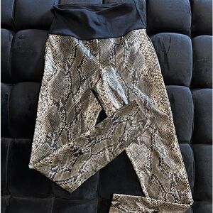 Faux leather snake print leggings
